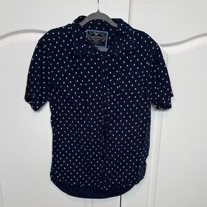 San Francisco Shirt Company Navy Short-Sleeve Printed Button-Down Shirt